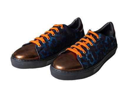CAIRO – Blue Leopard + Bronze Leather Casual Shoes