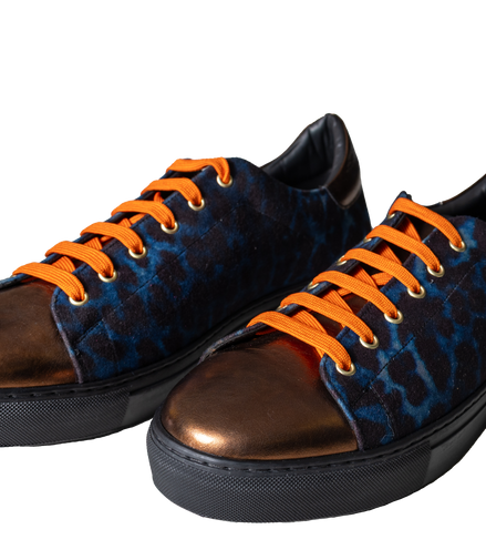 CAIRO – Blue Leopard + Bronze Leather Casual Shoes