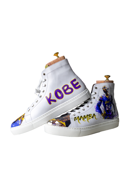 KOBE – Hand-Painted Mamba Tribute High-Top Sneaker