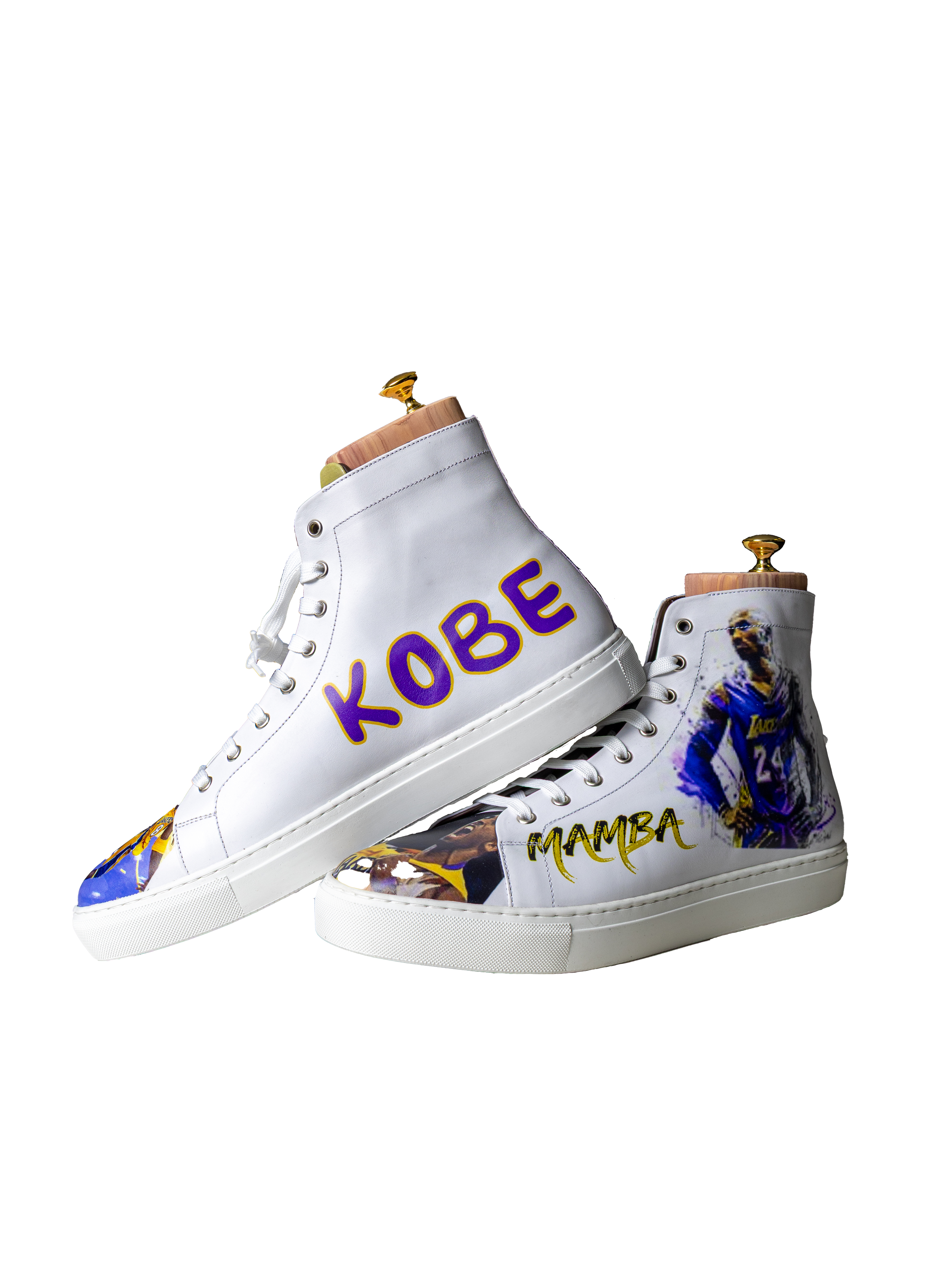 KOBE – Hand-Painted Mamba Tribute High-Top Sneaker